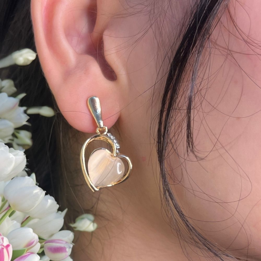 Double Heart Earring - Rose Gold