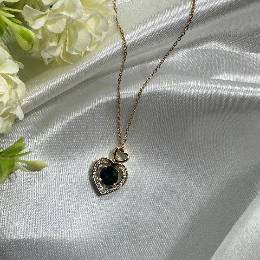 Emerald Heart-Shaped Pendant Necklace
