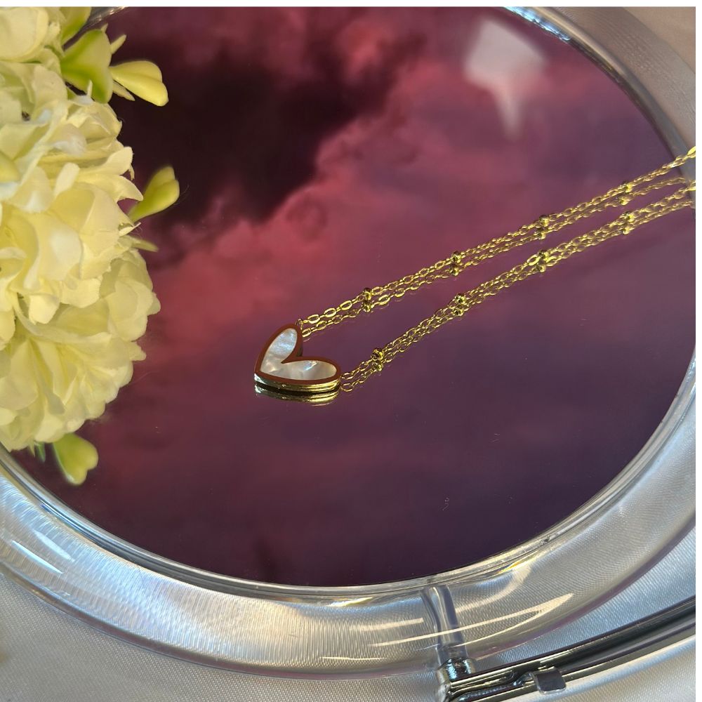 Marbled Heart Necklace - 18K Gold Plated