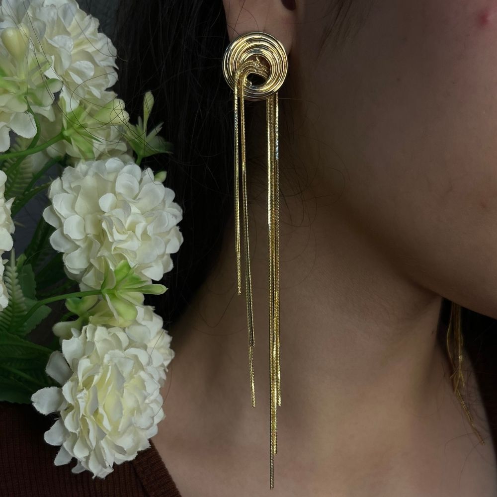 Metal Tassel Drop Earring - 18K Gold Plated