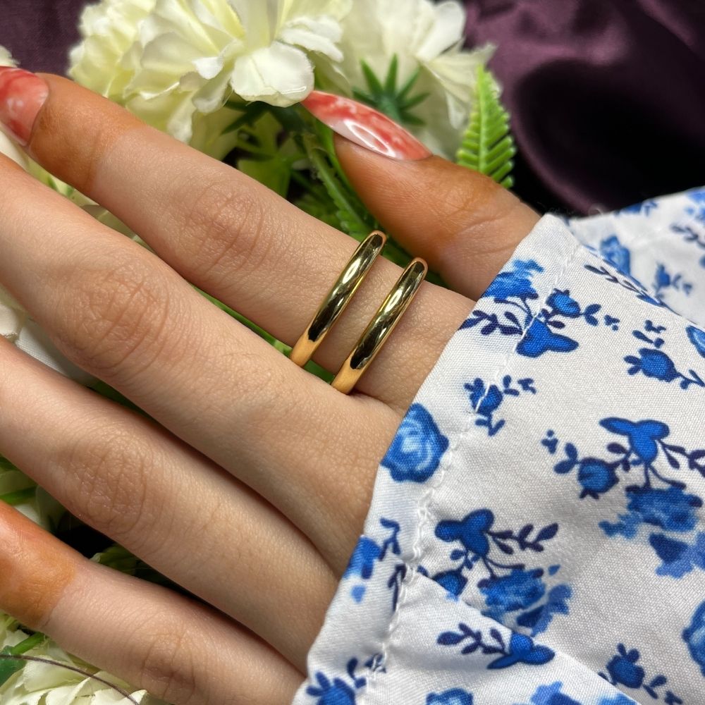 Double Bands Stacked Adjustable Ring