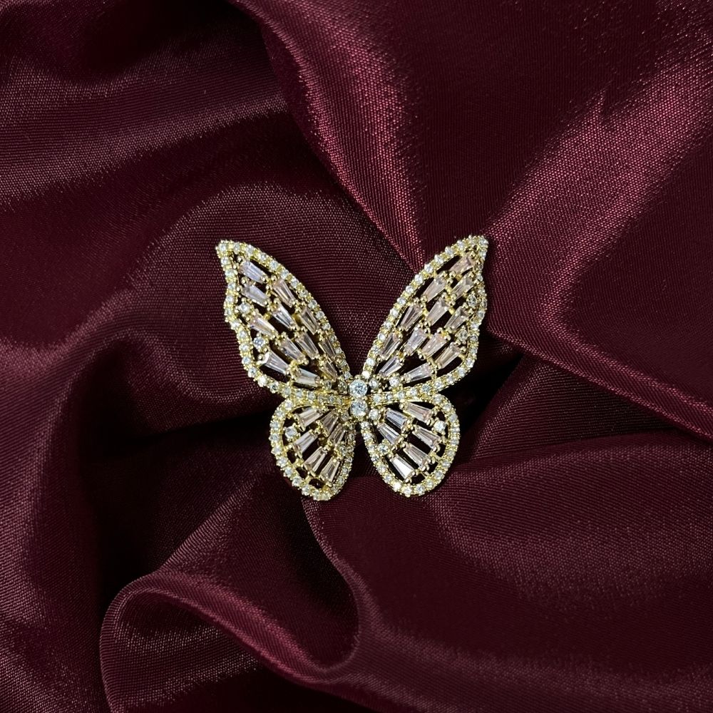 Adjustable Gold Plated Butterfly Ring