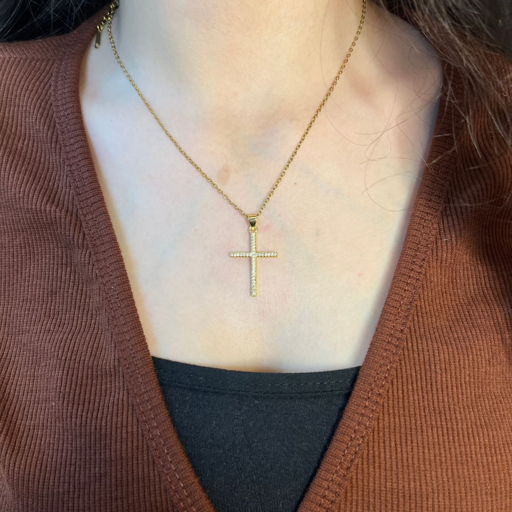 Cross Necklace - 18K Gold Plated