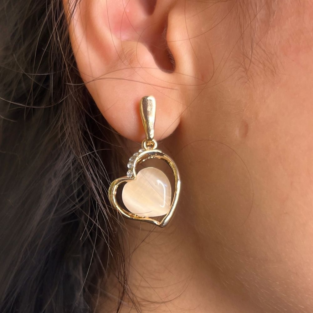 Double Heart Earring - Rose Gold