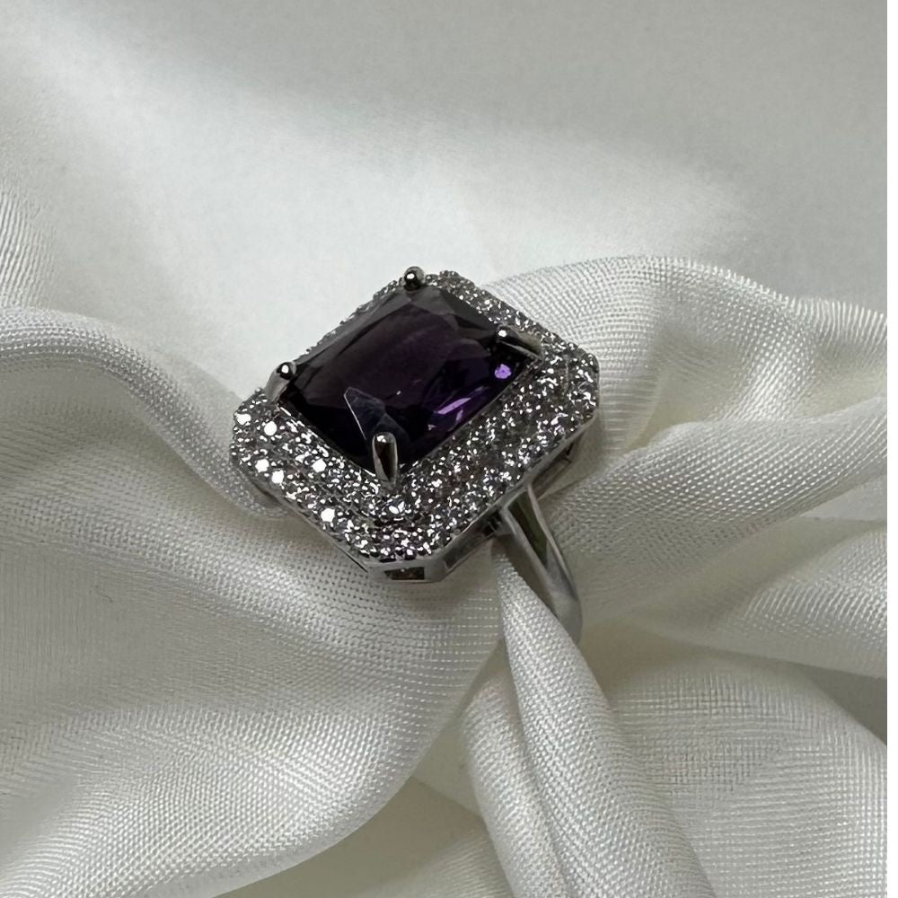 Dozier American Diamond Purple Adjustable Ring