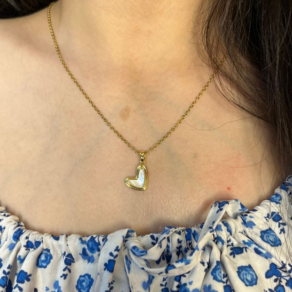 Glazed Heart Necklace - 18K Gold Plated