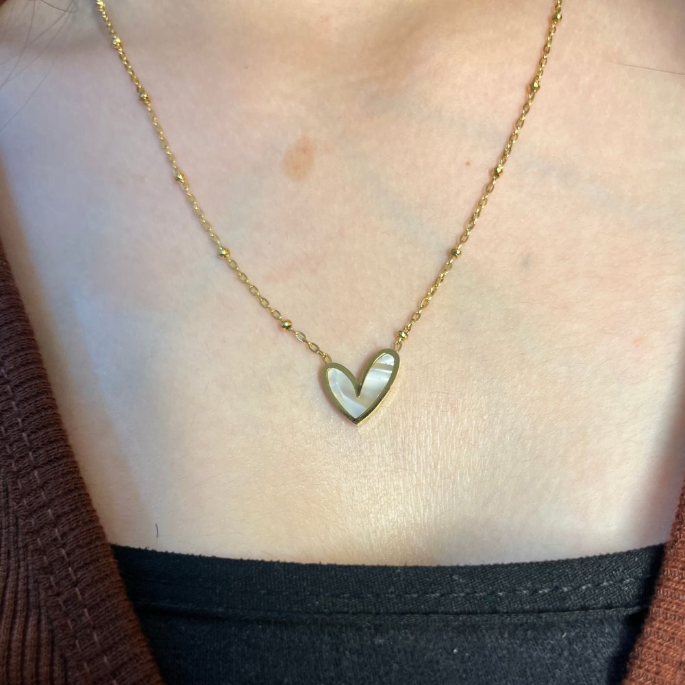 Marbled Heart Necklace - 18K Gold Plated