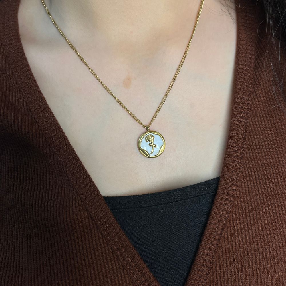 Glazed Embeded Necklace - 18K Gold Plated