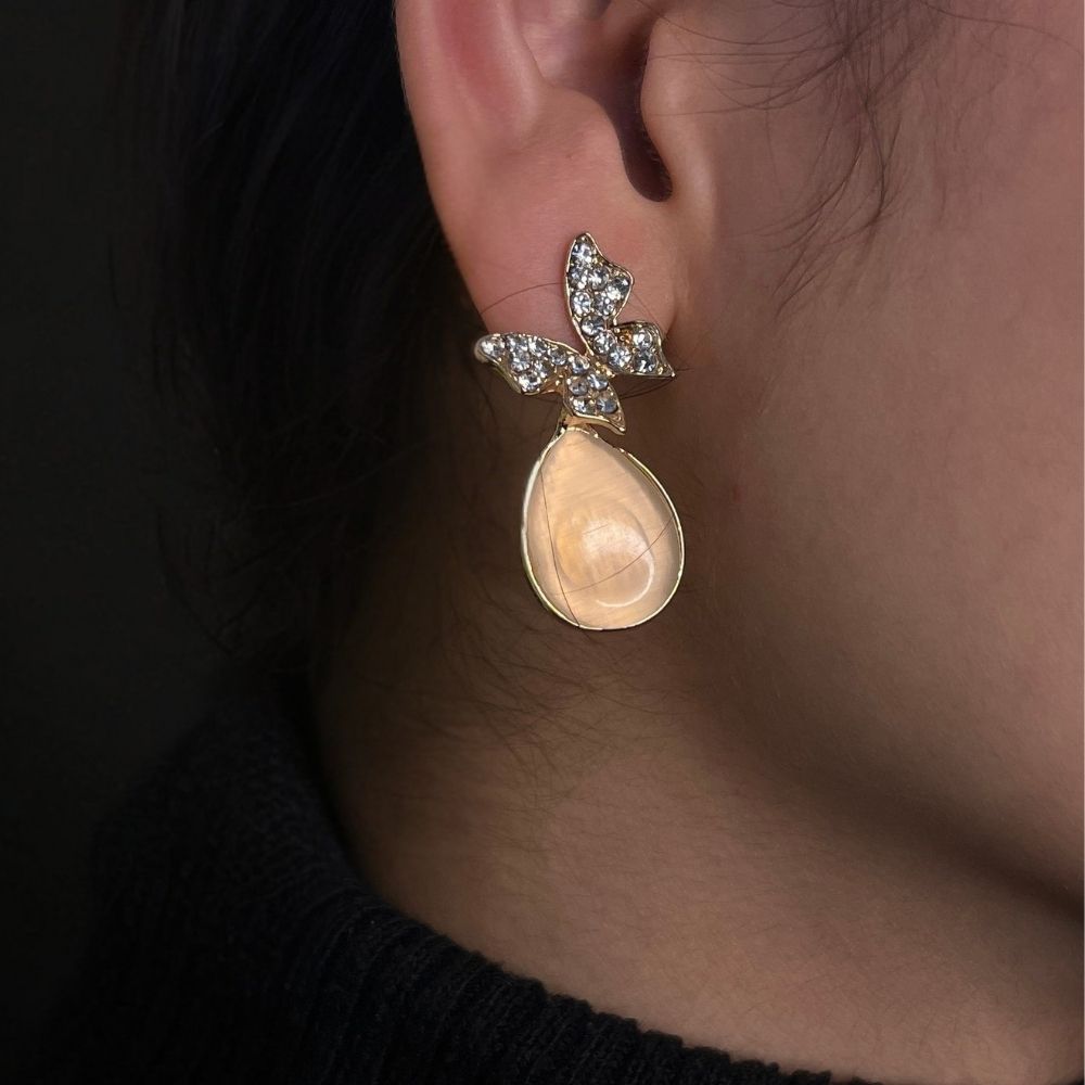 Butterfly Drop Earring - Rose Gold