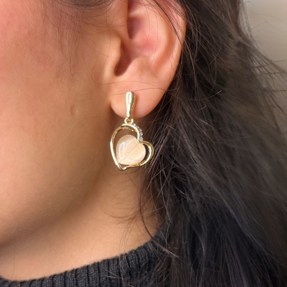 Double Heart Earring - Rose Gold