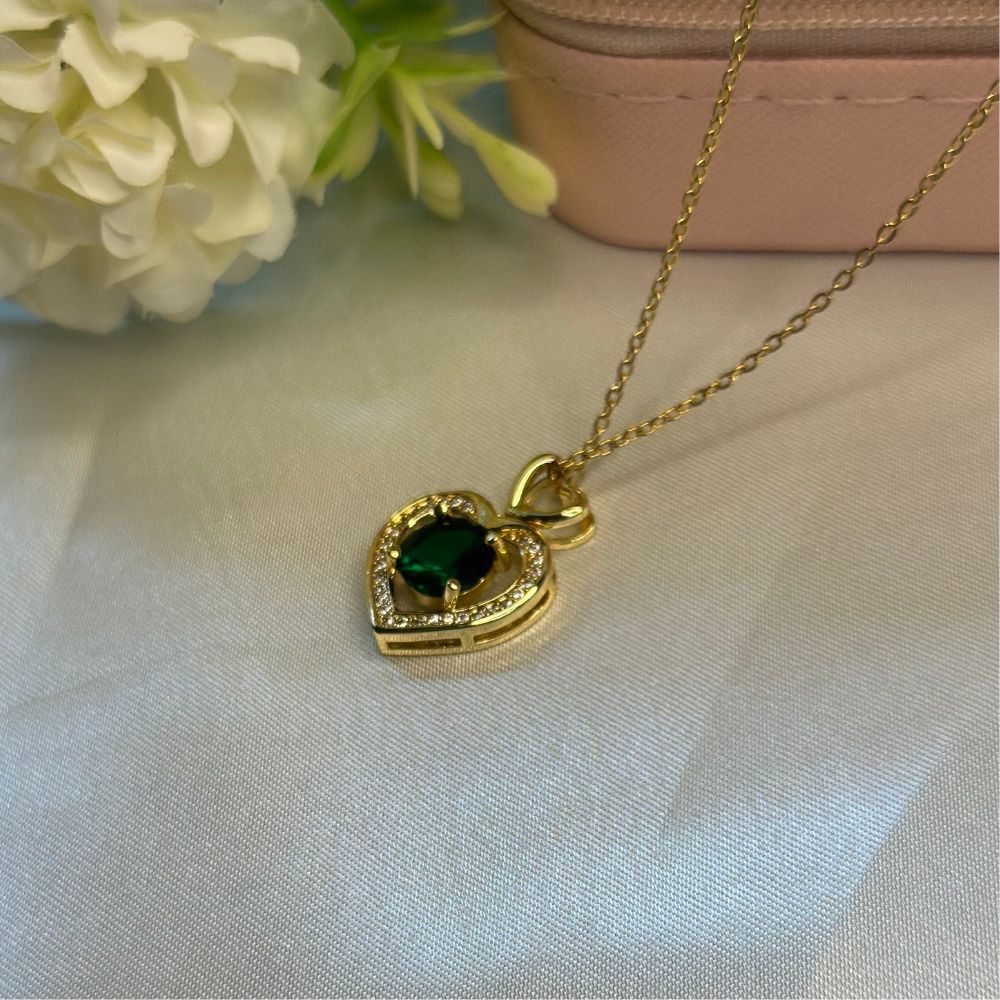 Emerald Heart-Shaped Pendant Necklace