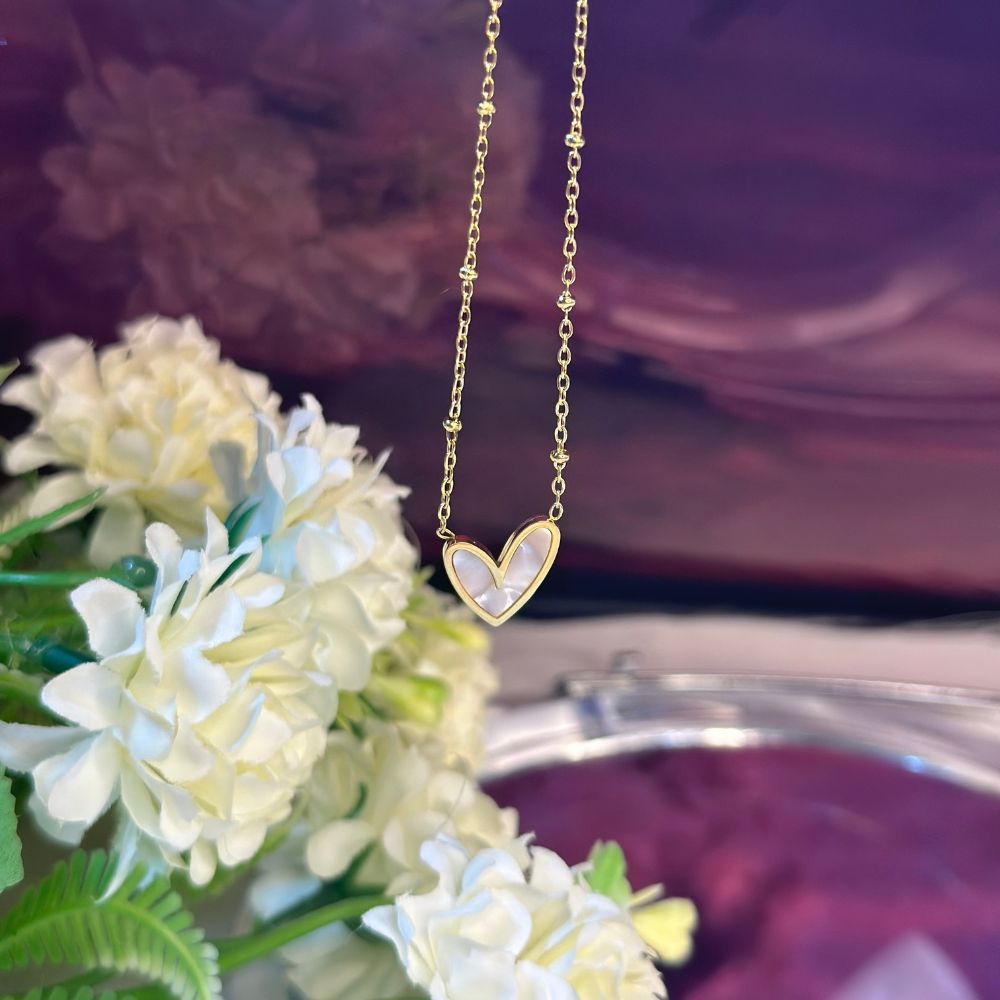 Marbled Heart Necklace - 18K Gold Plated