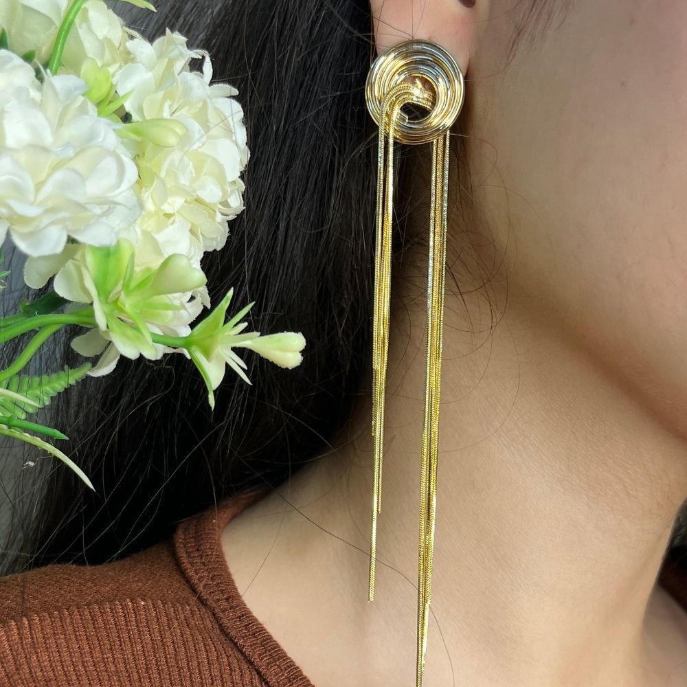 Metal Tassel Drop Earring - 18K Gold Plated