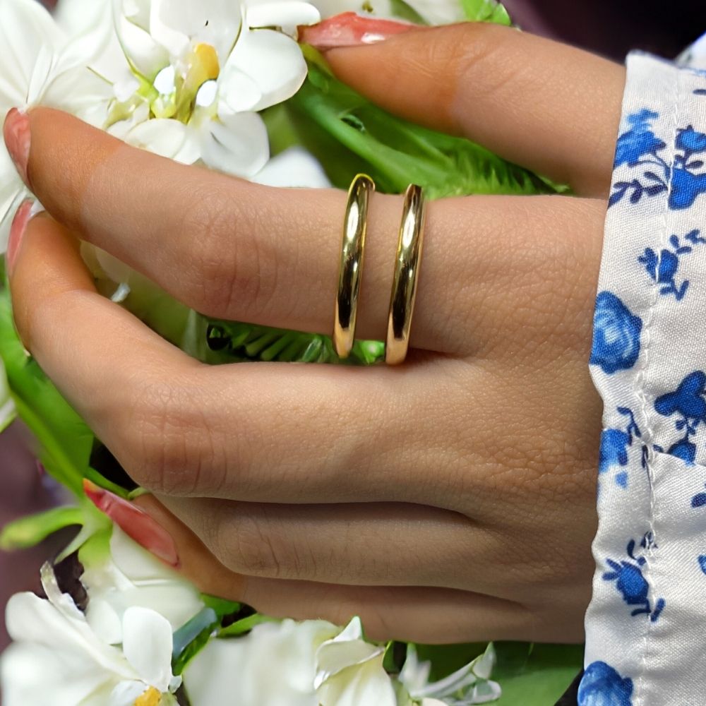 Double Bands Stacked Adjustable Ring