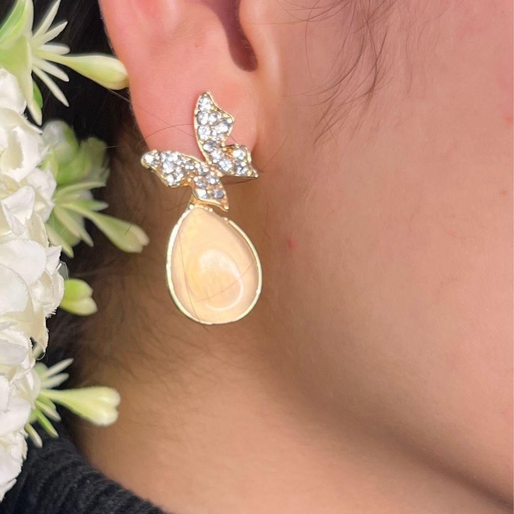 Butterfly Drop Earring - Rose Gold
