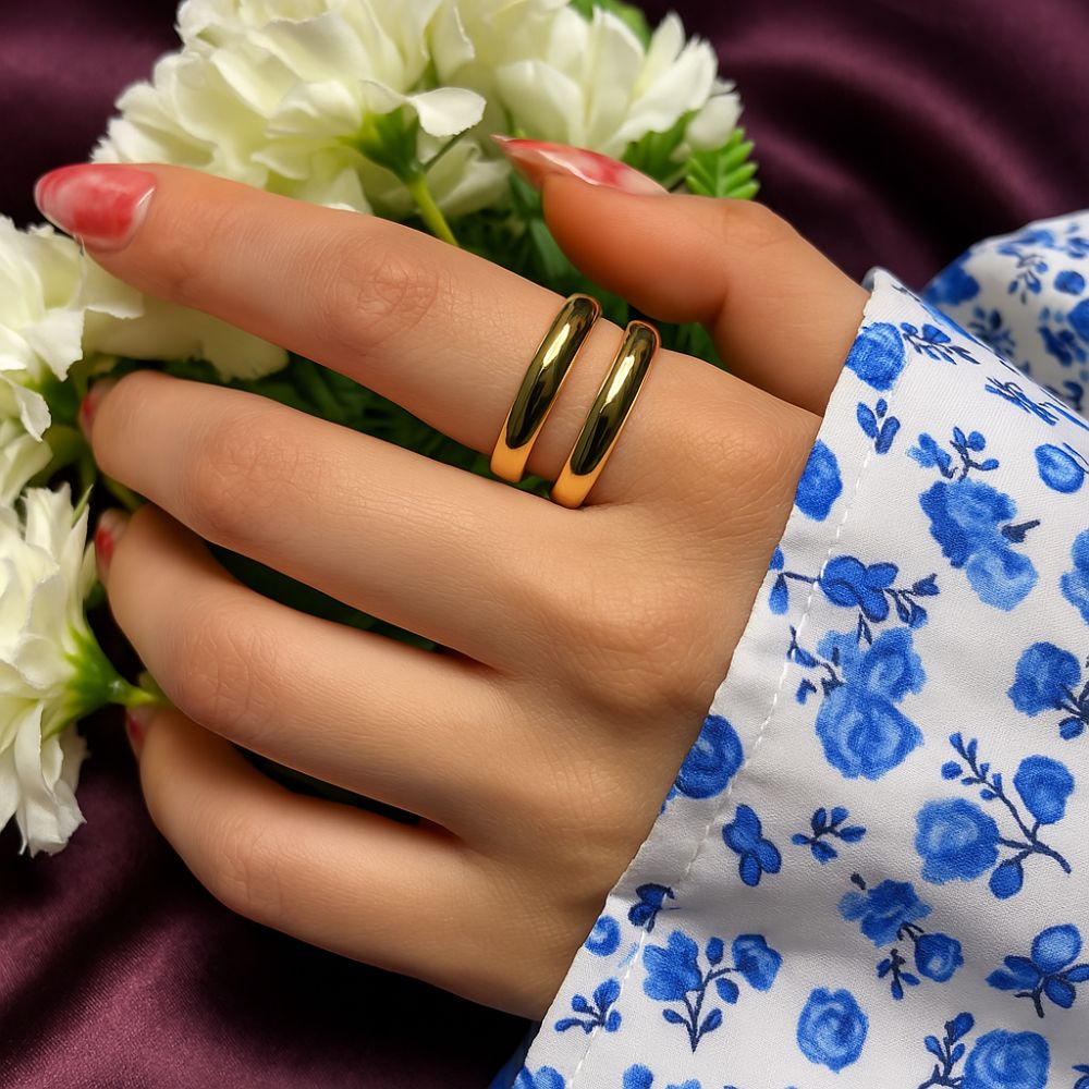 Double Bands Stacked Adjustable Ring
