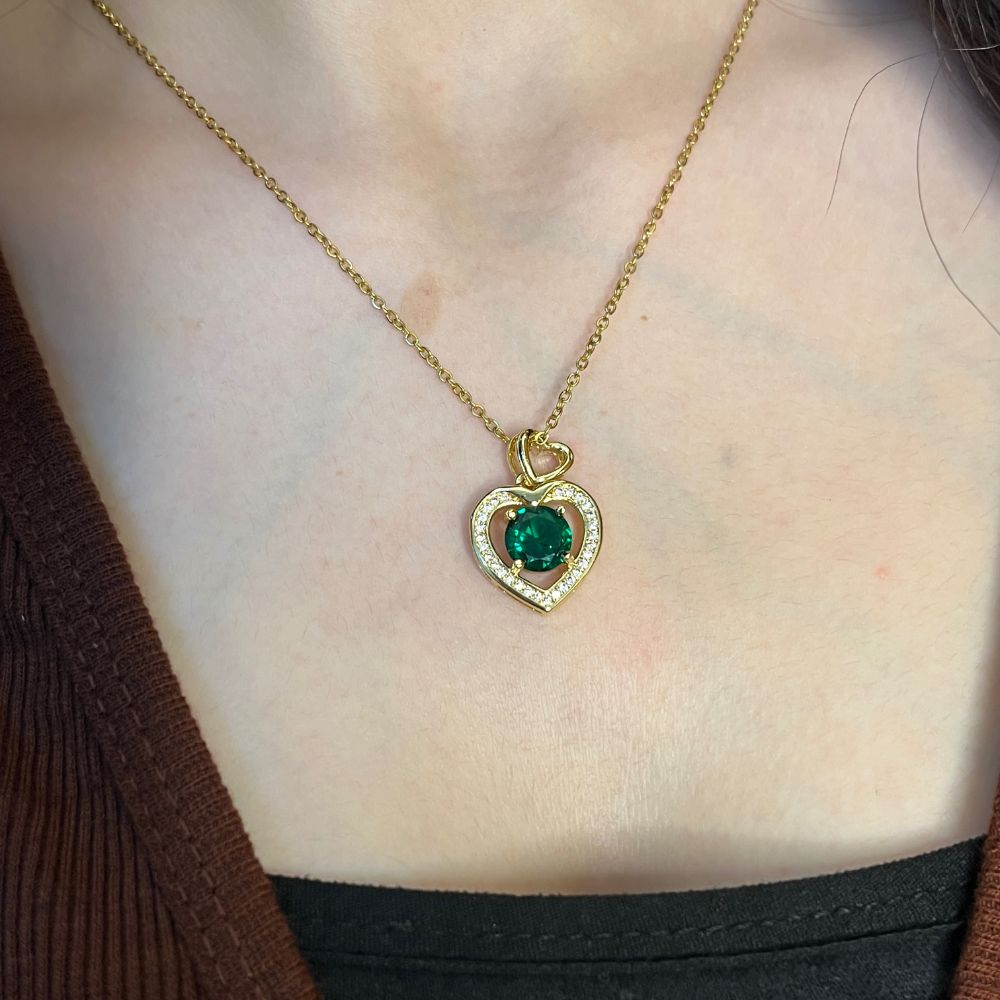 Emerald Heart-Shaped Pendant Necklace