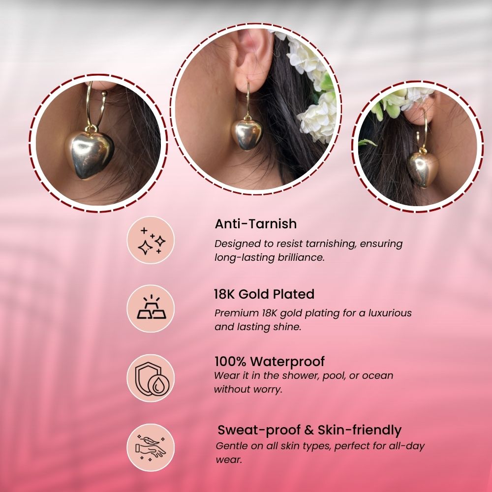 Gold Drop Earring - 18K Gold Plated