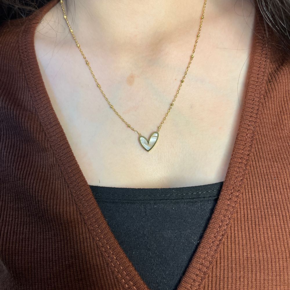 Marbled Heart Necklace - 18K Gold Plated