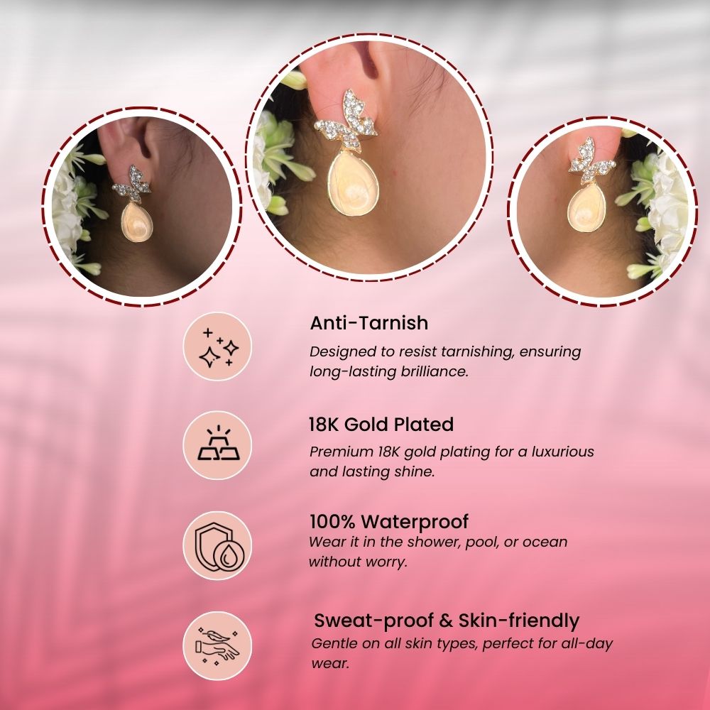 Butterfly Drop Earring - Rose Gold