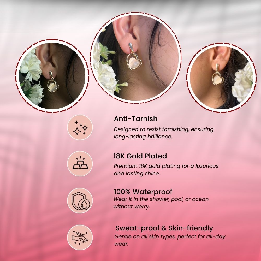 Double Heart Earring - Rose Gold