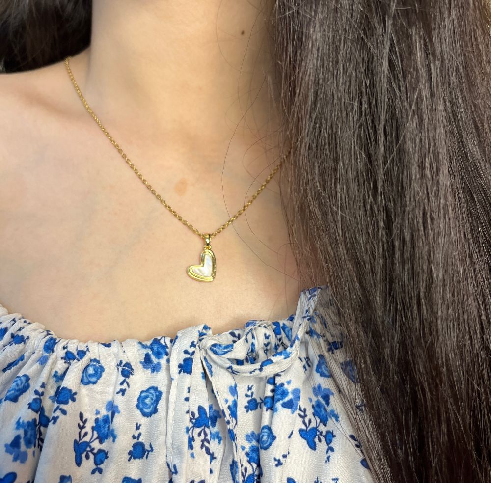 Glazed Heart Necklace - 18K Gold Plated