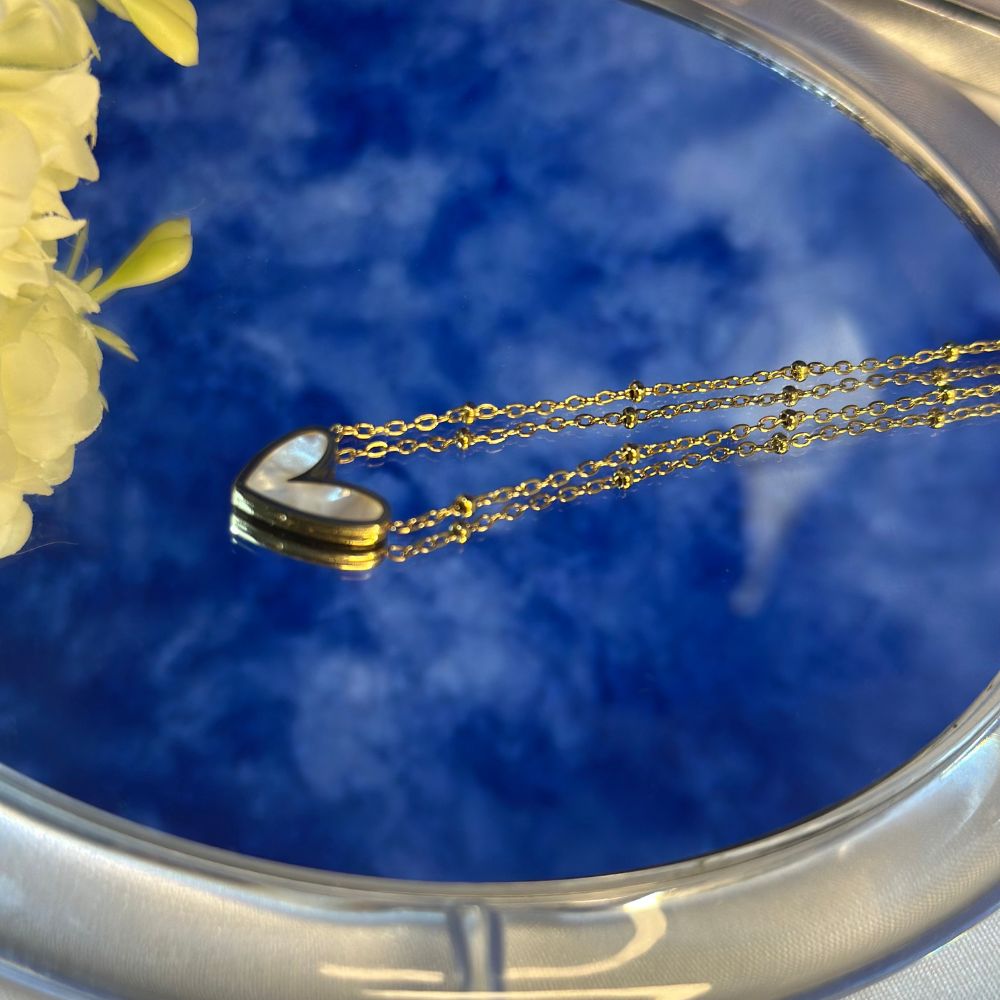 Marbled Heart Necklace - 18K Gold Plated