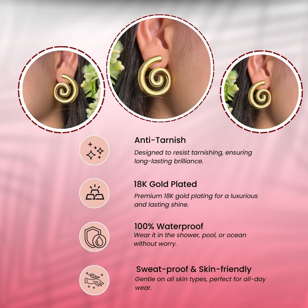 Snail Shaped Earring - 18K Gold Plated