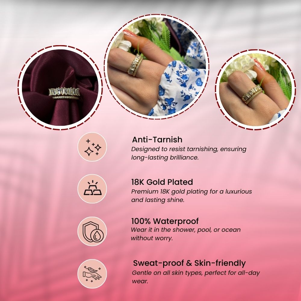 Stacked Baguette Adjustable Ring