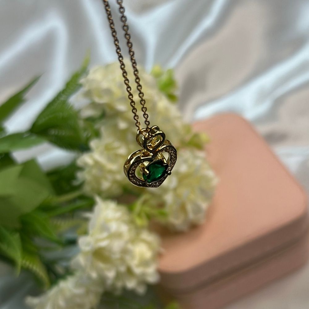 Emerald Heart-Shaped Pendant Necklace