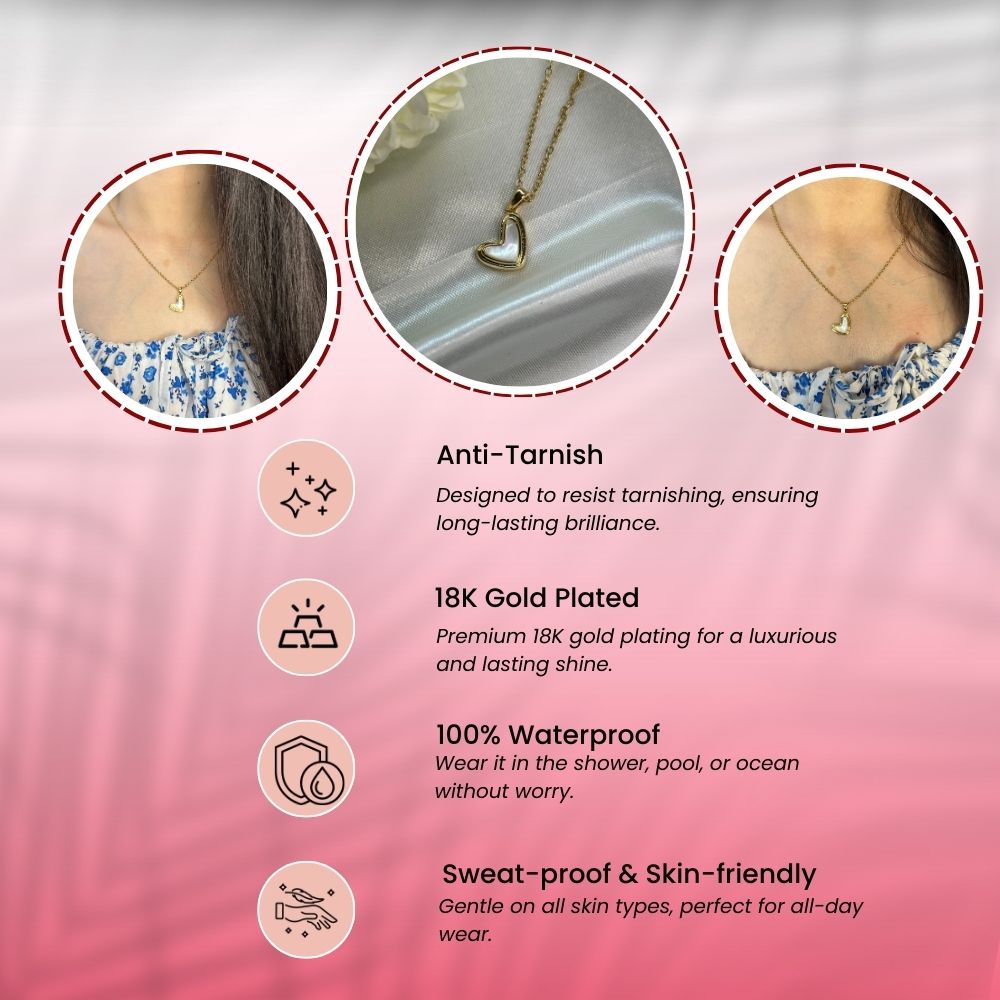 Glazed Heart Necklace - 18K Gold Plated