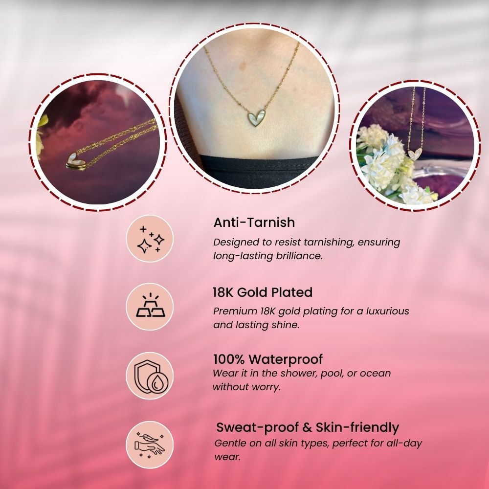 Marbled Heart Necklace - 18K Gold Plated