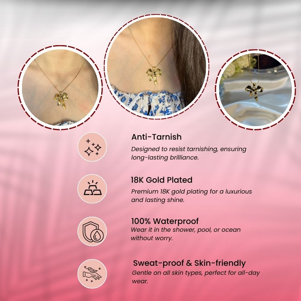 Structured Bow Necklace - 18K Gold Plated