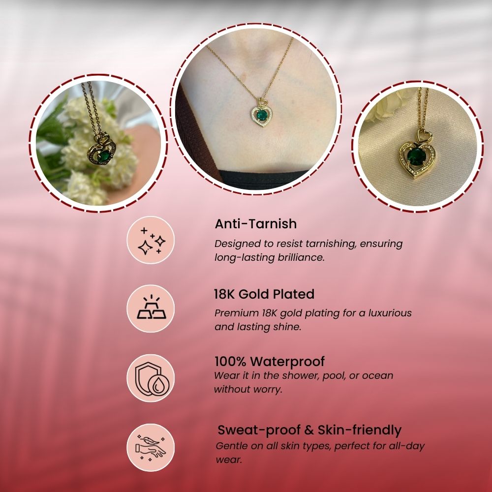 Emerald Heart-Shaped Pendant Necklace