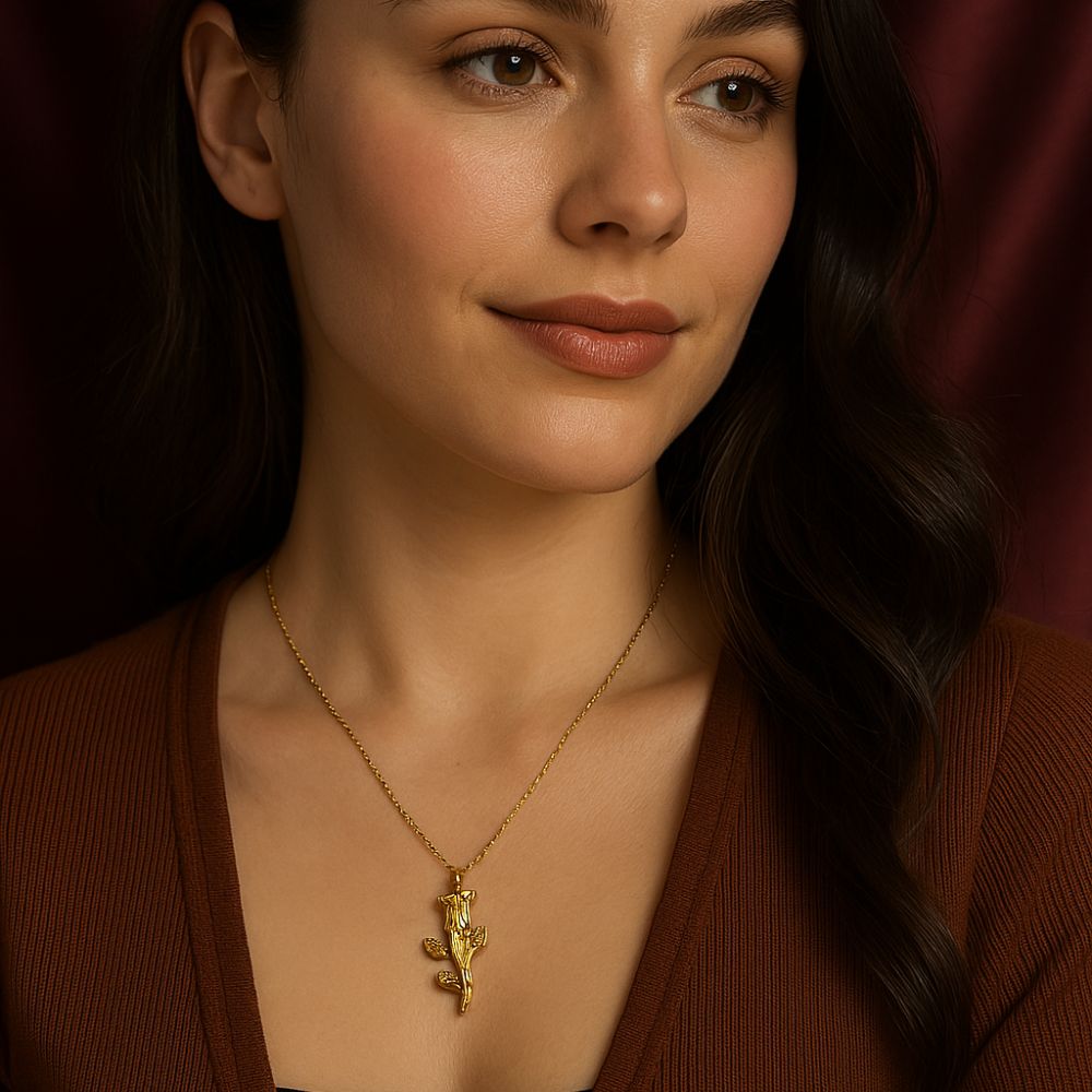 Rose Necklace - 18K Gold Plated