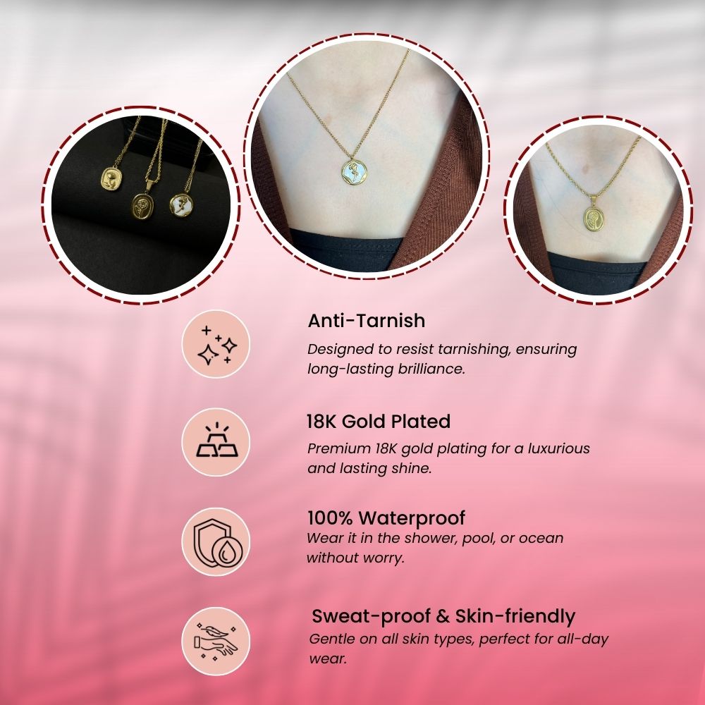 Glazed Embeded Necklace - 18K Gold Plated