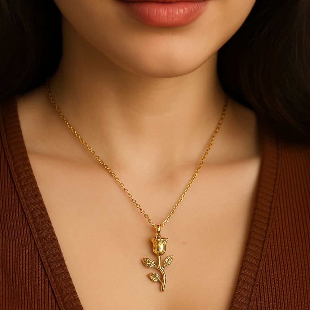 Rose Necklace - 18K Gold Plated