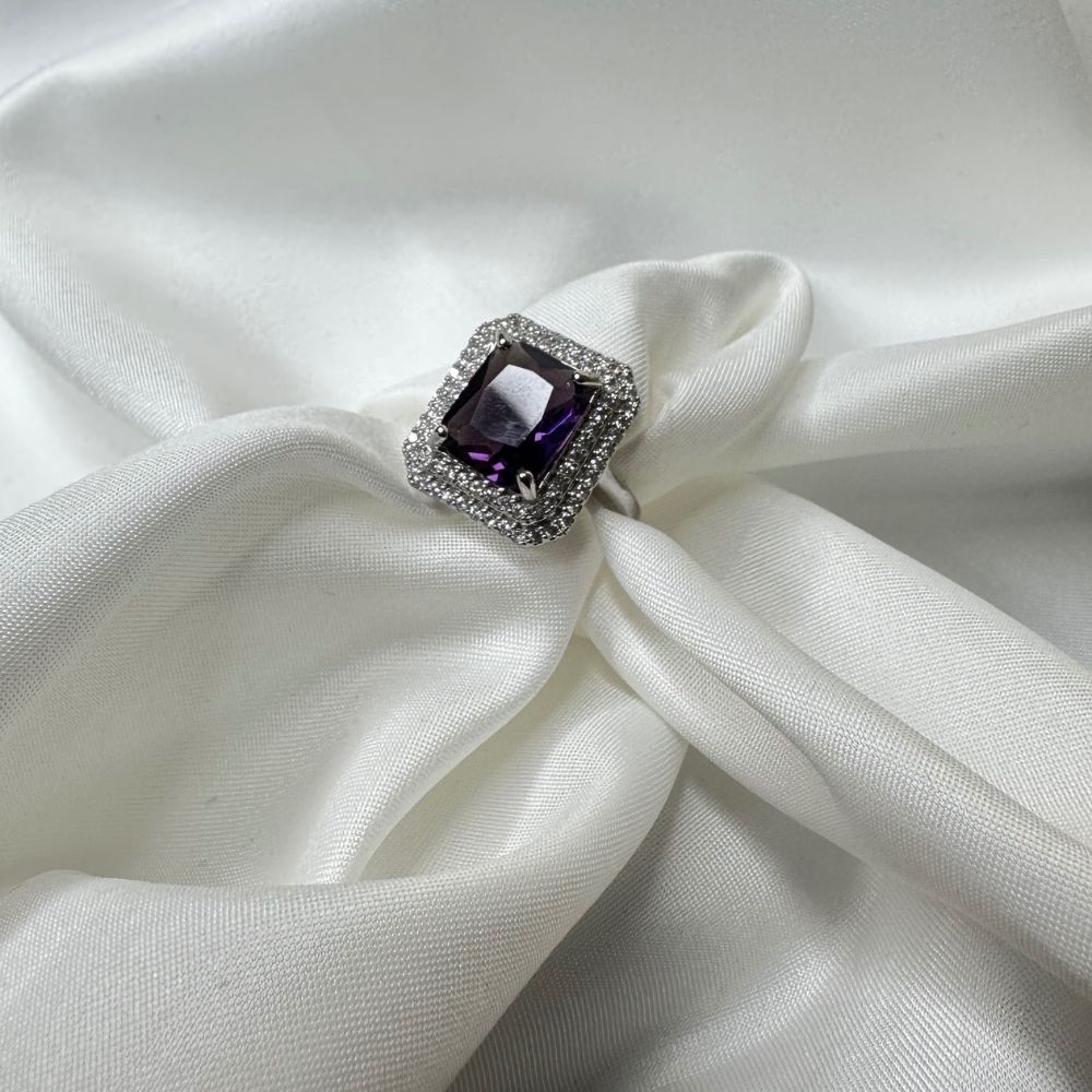 Dozier American Diamond Purple Adjustable Ring